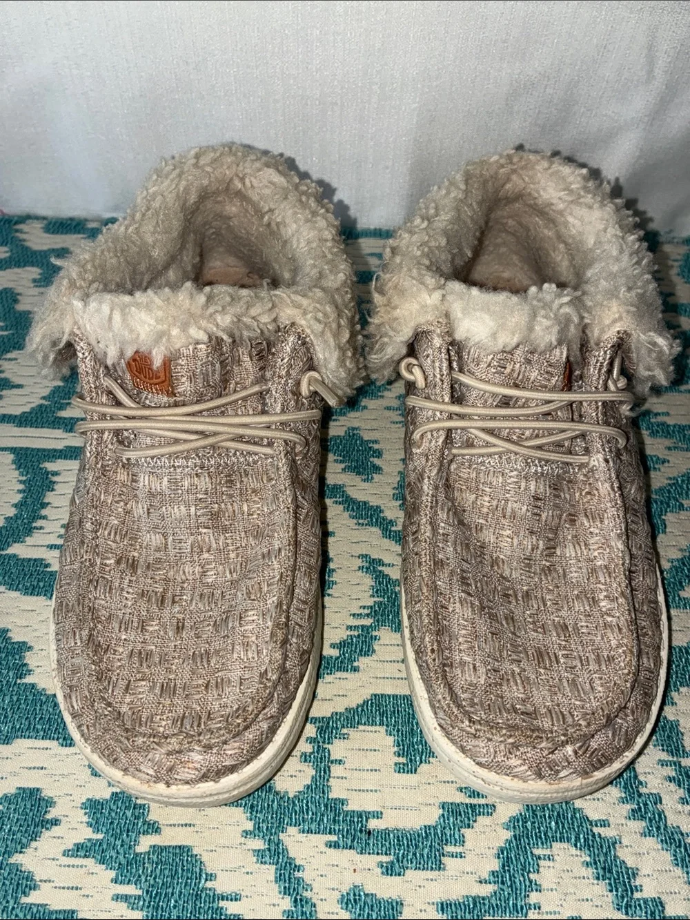 Hey Dude Kids Slip-On Fleece-Lined Slippers in Beige